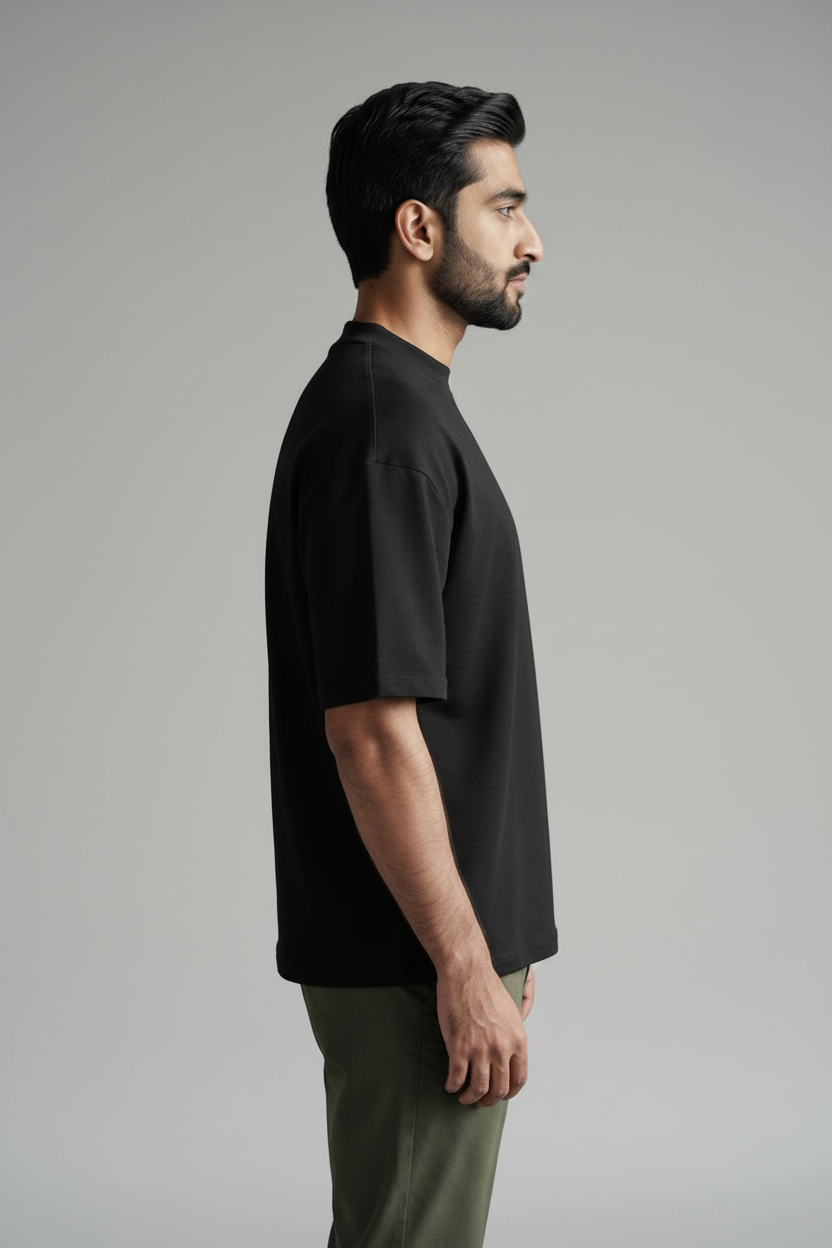100% Pure Cotton Oversized T-Shirts for Men & Women-Black