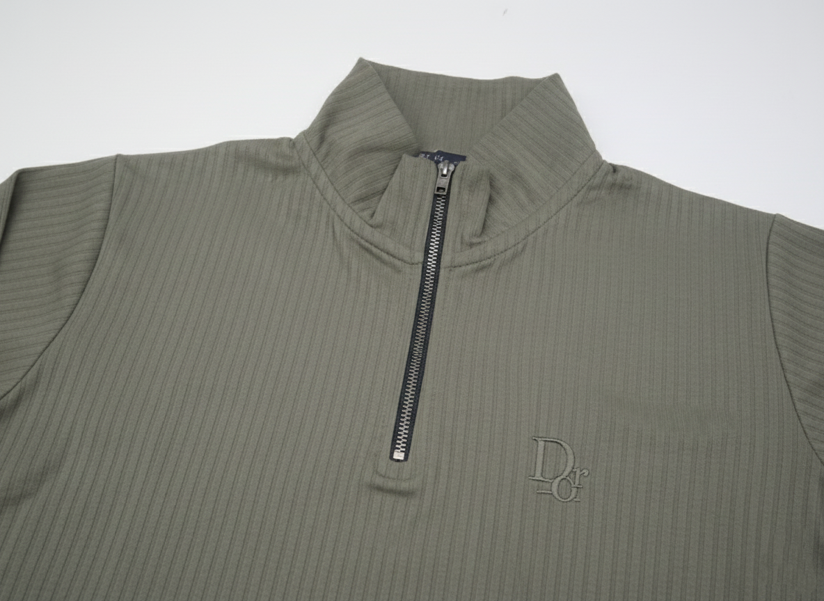 Grey Elegant Texture Mock Neck Full Sleeve - Bebold.