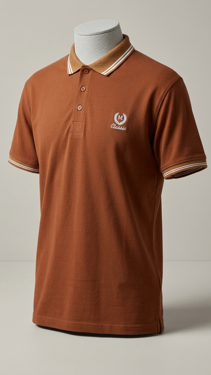 Classic Polo Tee Shirt -Brown Color