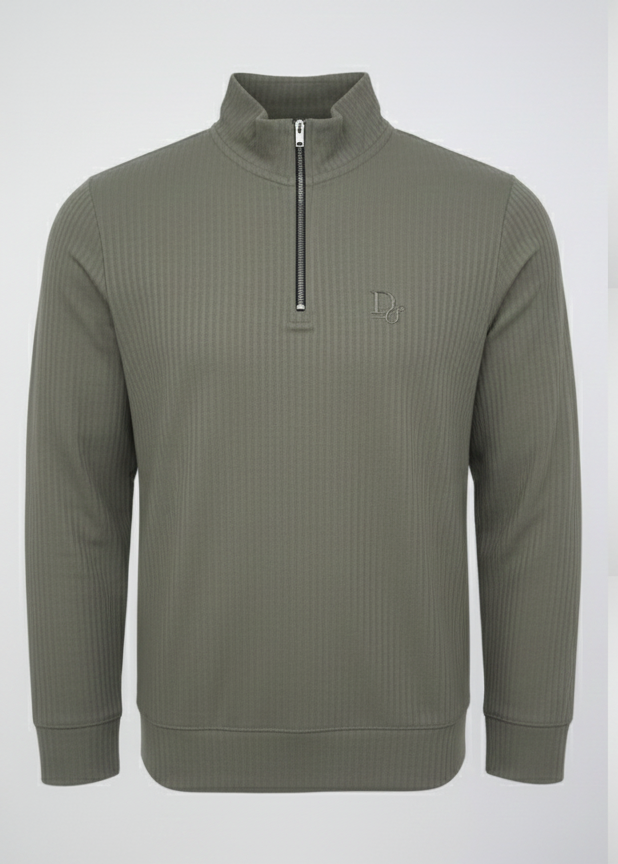 Grey Elegant Texture Mock Neck Full Sleeve - Bebold.