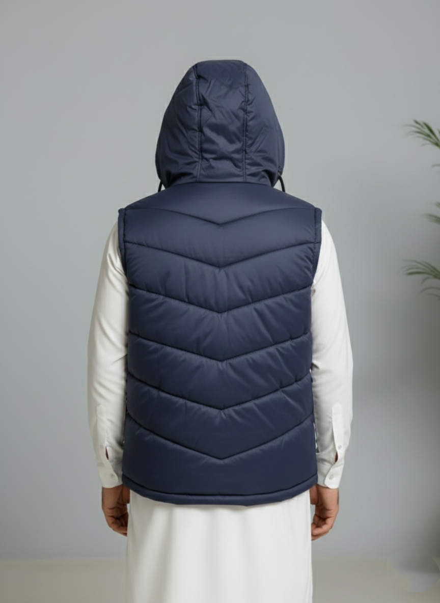 Blue Elegant Sleeveless & Removable Jacket - Bebold