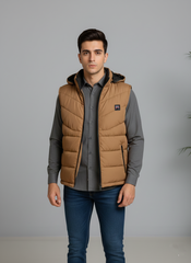 Neon Brown Elegant Sleeveless & Removable Jacket - Bebold