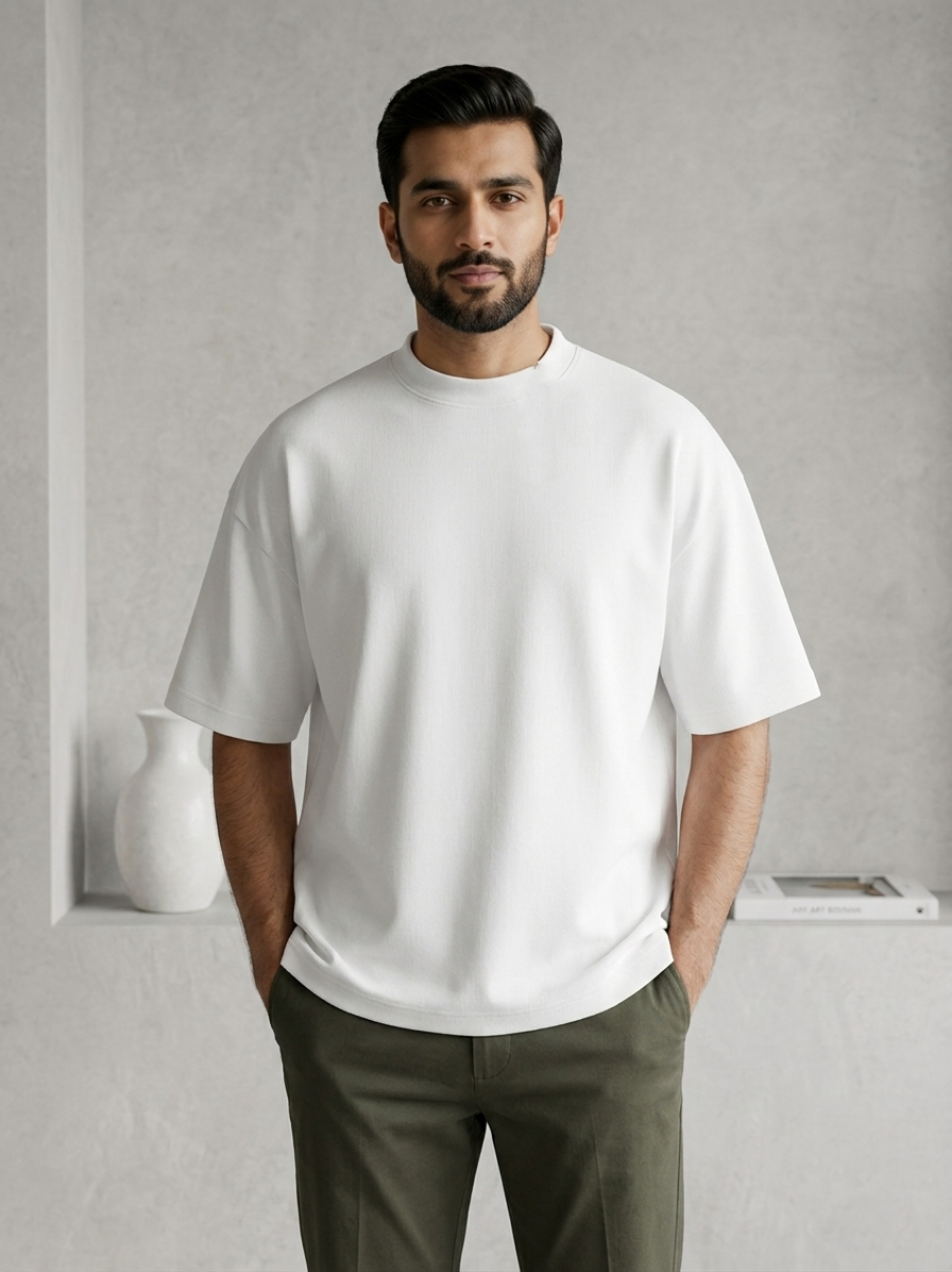100% Pure Cotton Oversized T-Shirts for Men & Women-White