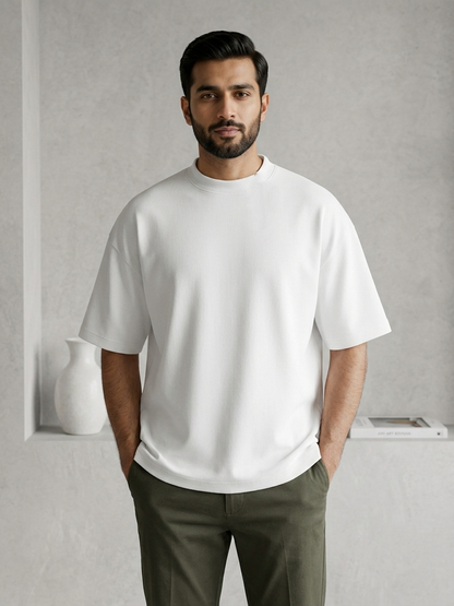100% Pure Cotton Oversized T-Shirts for Men & Women-White