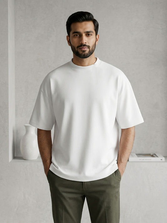 100% Pure Cotton Oversized T-Shirts for Men & Women-White