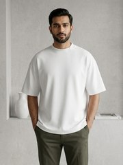 100% Pure Cotton Oversized T-Shirts for Men & Women-White