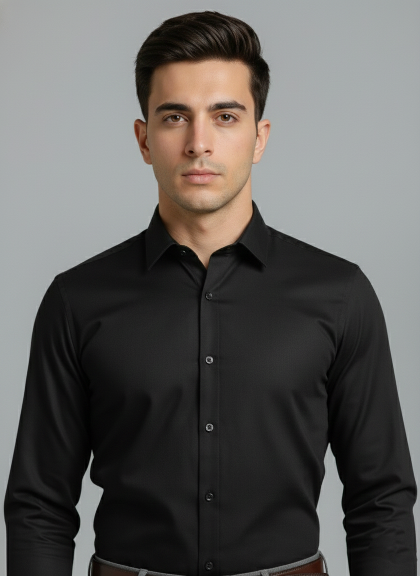 Jet Black Formal Formal Shirt-Bebold