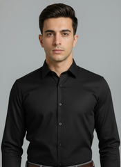 Jet Black Formal Formal Shirt-Bebold