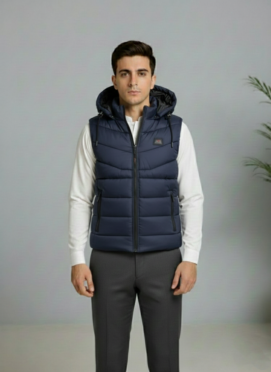 Blue Elegant Sleeveless & Removable Jacket - Bebold