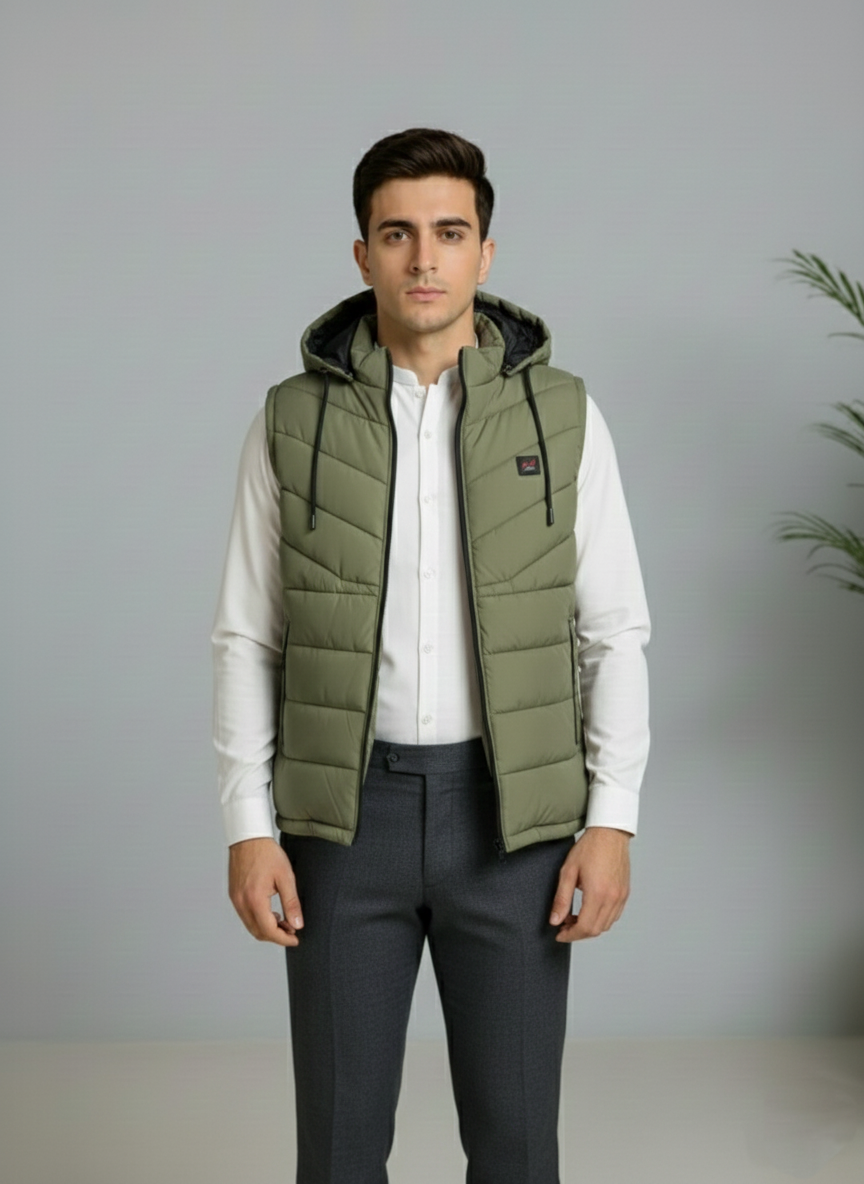 Sea Green Elegant Sleeveless & Removable Jacket - Bebold