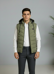 Sea Green Elegant Sleeveless & Removable Jacket - Bebold