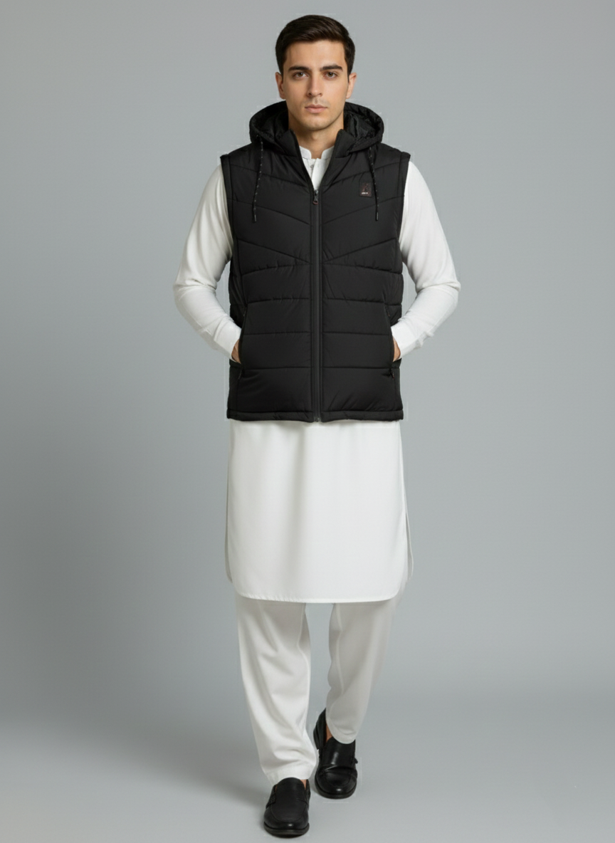 Black Elegant Sleeveless & Removable Jacket - Bebold