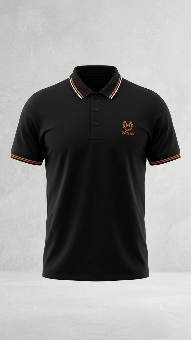 Classic Polo Tee Shirt -Black Color