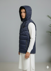 Blue Elegant Sleeveless & Removable Jacket - Bebold