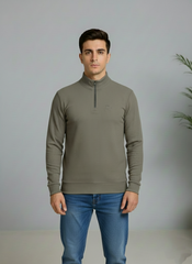 Grey Elegant Texture Mock Neck Full Sleeve - Bebold.