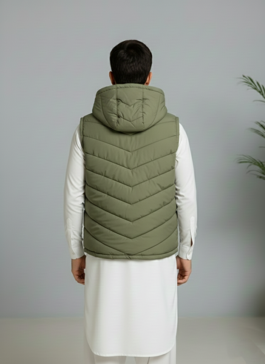 Sea Green Elegant Sleeveless & Removable Jacket - Bebold