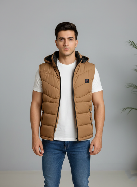 Neon Brown Elegant Sleeveless & Removable Jacket - Bebold