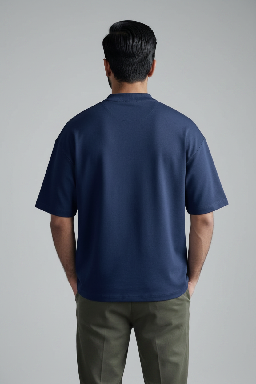 100% Pure Cotton Oversized T-Shirts for Men & Women-Navy Blue