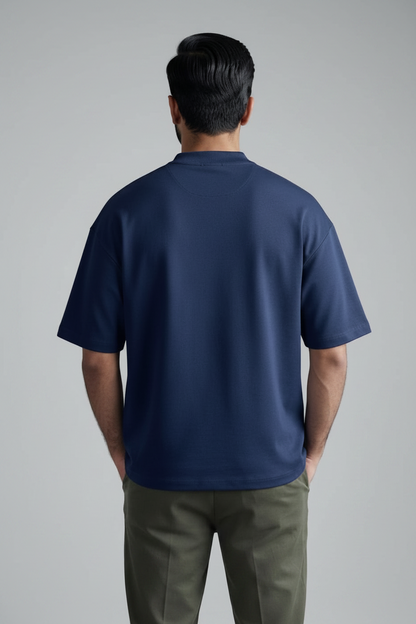 100% Pure Cotton Oversized T-Shirts for Men & Women-Navy Blue