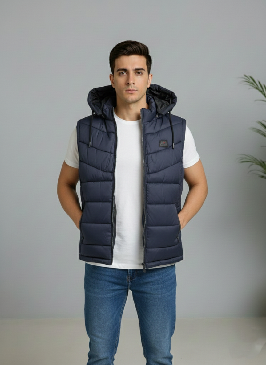 Blue Elegant Sleeveless & Removable Jacket - Bebold