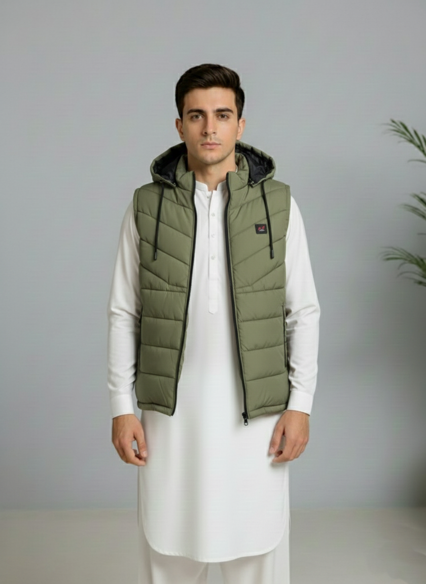 Sea Green Elegant Sleeveless & Removable Jacket - Bebold