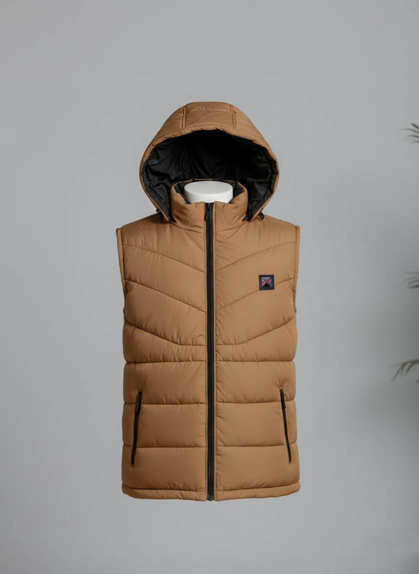 Neon Brown Elegant Sleeveless & Removable Jacket - Bebold