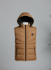 Neon Brown Elegant Sleeveless & Removable Jacket - Bebold