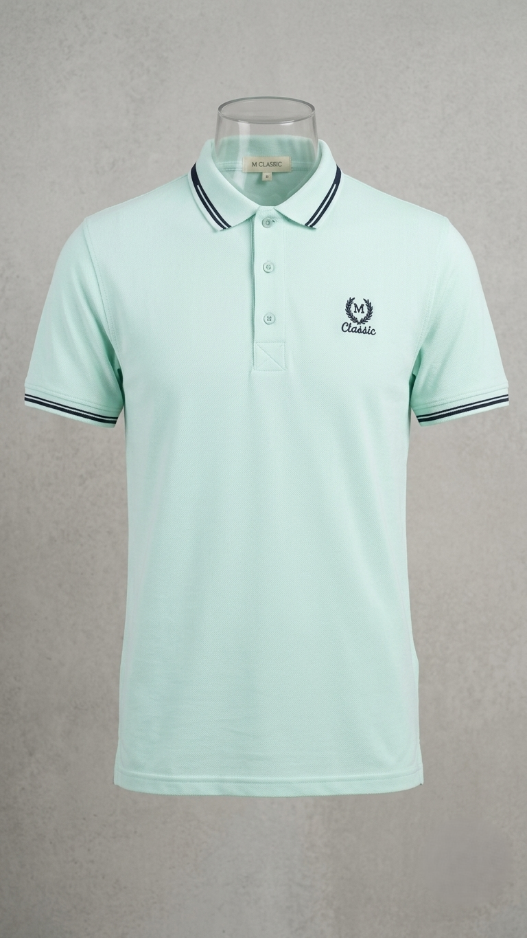 Classic Polo Tee Shirt -Cyan Color