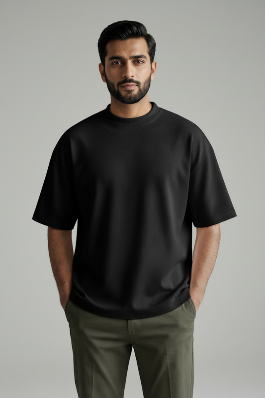 100% Pure Cotton Oversized T-Shirts for Men & Women-Black