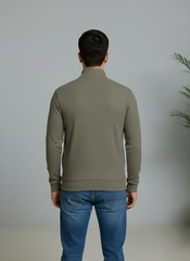 Grey Elegant Texture Mock Neck Full Sleeve - Bebold.