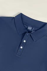 Navy Waffle Texture Polo Full Sleeves Shirt - Bebold.