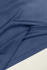 Navy Waffle Texture Polo Full Sleeves Shirt - Bebold.