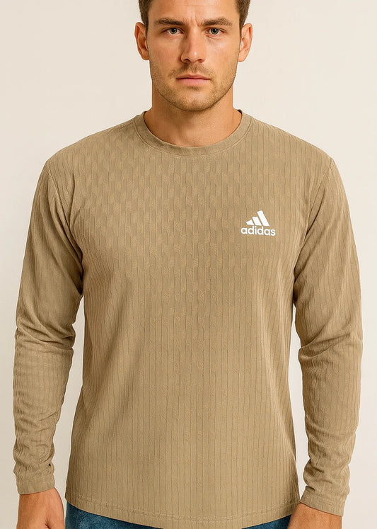 Tan Active Wear Crew Neck Long Sleeve Shirt - Bebold