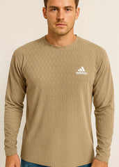 Tan Active Wear Crew Neck Long Sleeve Shirt - Bebold