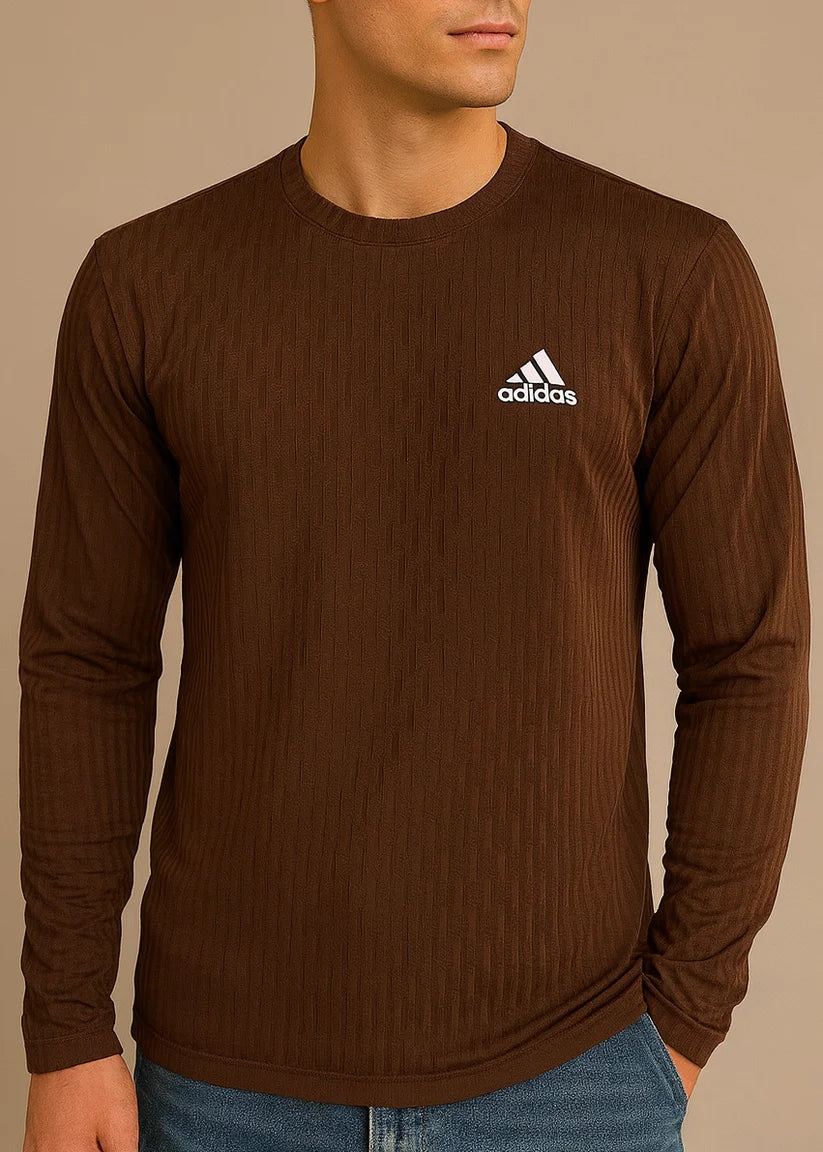 Brown Active Wear Crew Neck Long Sleeve Shirt - Bebold
