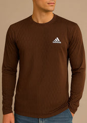 Brown Active Wear Crew Neck Long Sleeve Shirt - Bebold