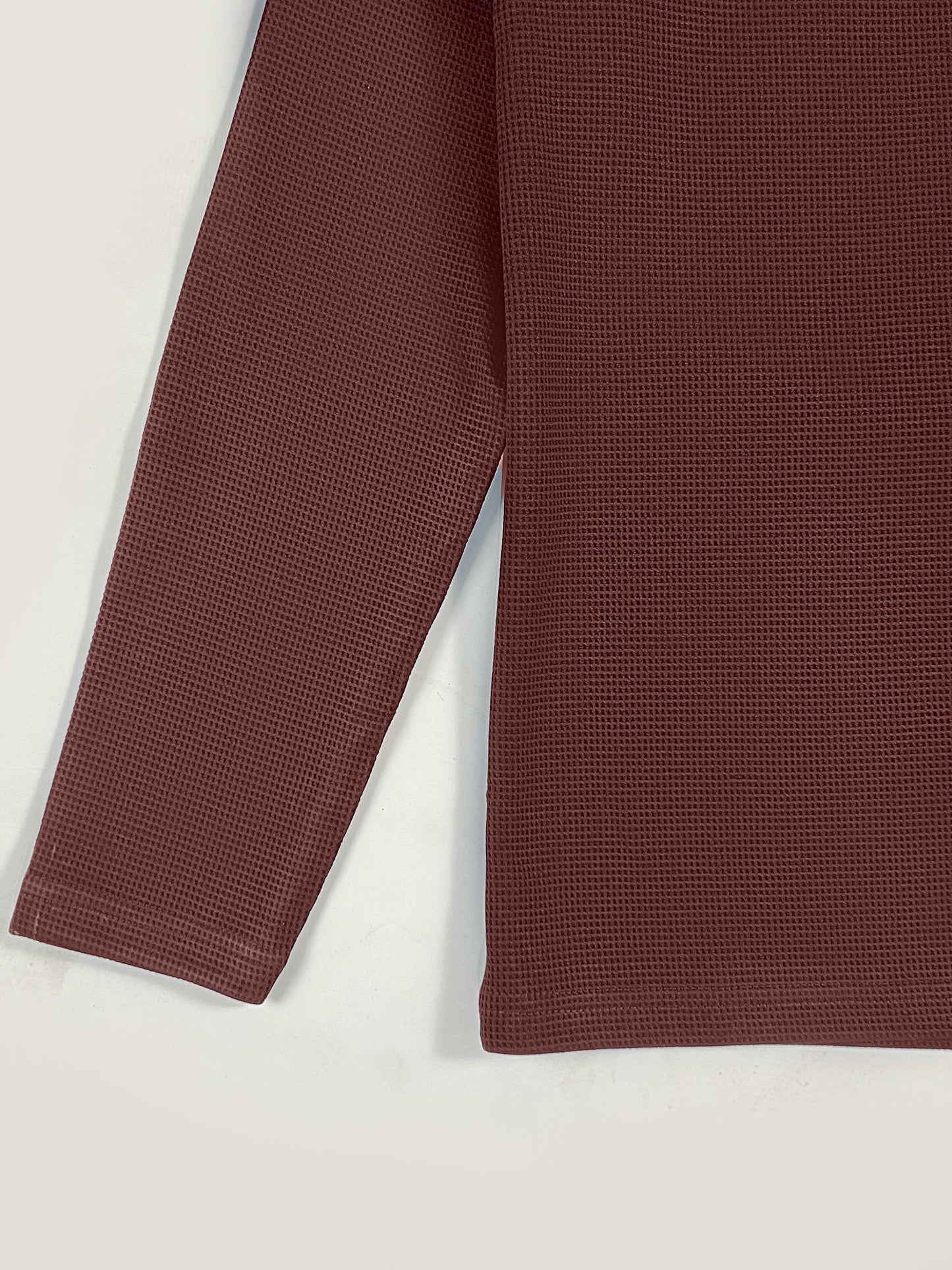 Brown Waffle Texture Polo Full Sleeves Shirt - Bebold.