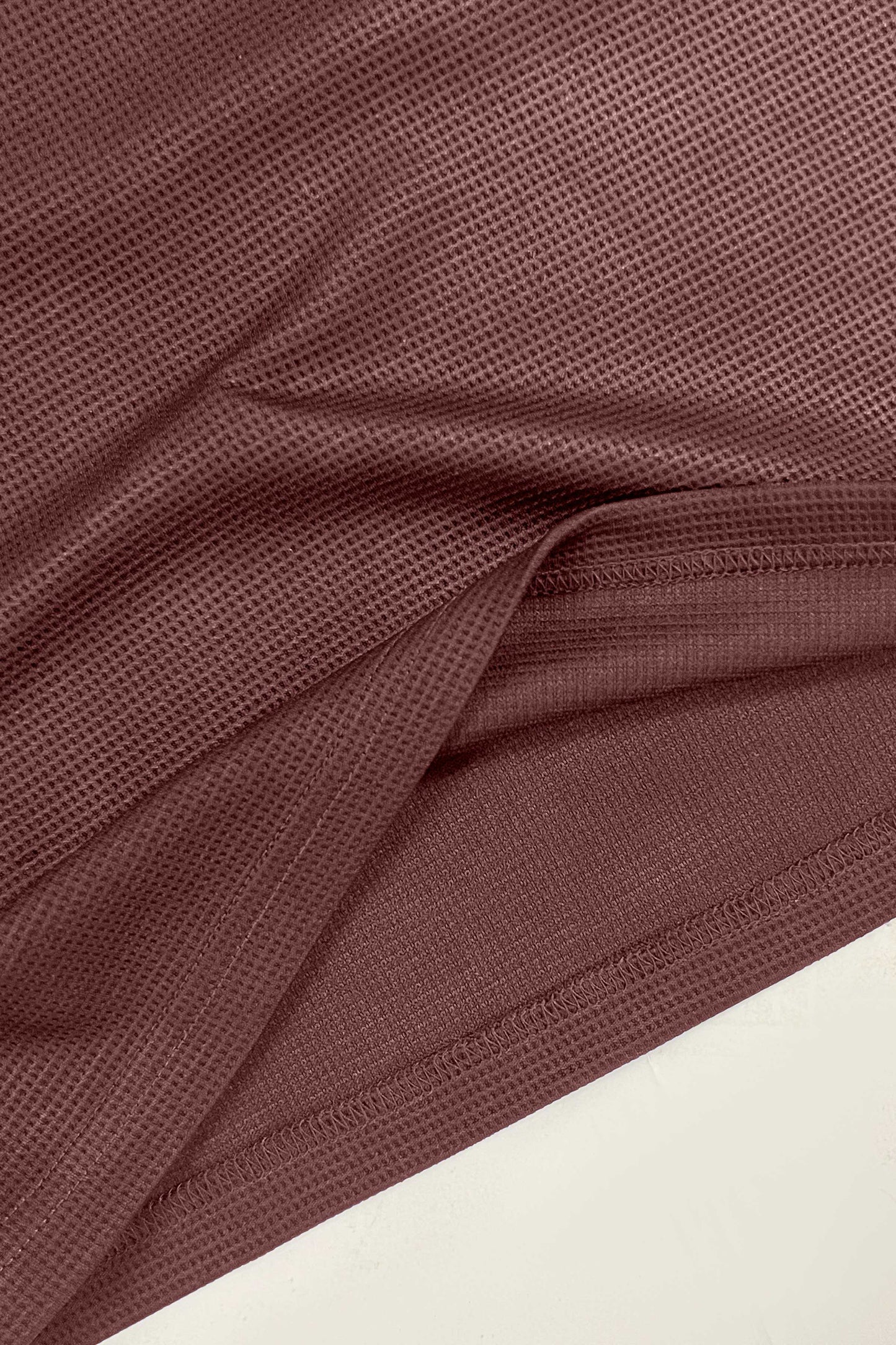 Brown Waffle Texture Polo Full Sleeves Shirt - Bebold.