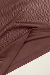 Brown Waffle Texture Polo Full Sleeves Shirt - Bebold.