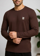 Brown Premium Crew Neck Full Sleeve Shirt - Bebold