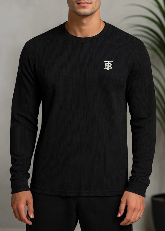 Black Premium Crew Neck Full Sleeve Shirt - Bebold