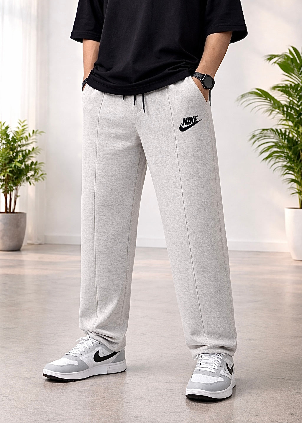 Ash Grey Loose Bottom Trouser-Bebold