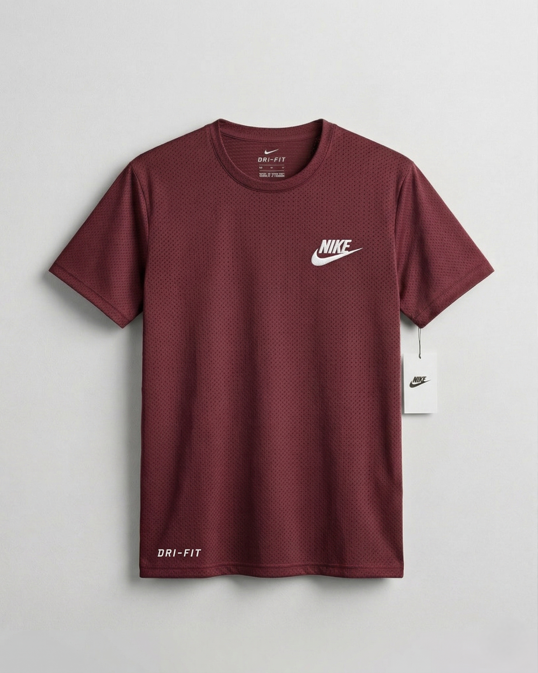 Burgendy Mesh Stretch Sports T‑Shirt – BeBold
