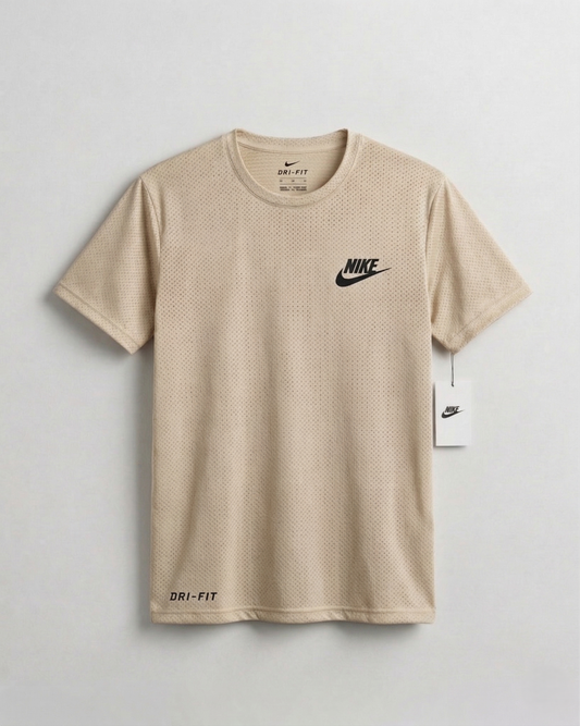 Beige  Mesh Stretch Sports T‑Shirt – BeBold