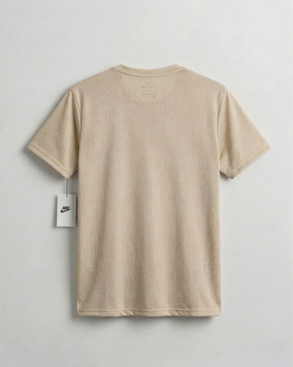Beige  Mesh Stretch Sports T‑Shirt – BeBold