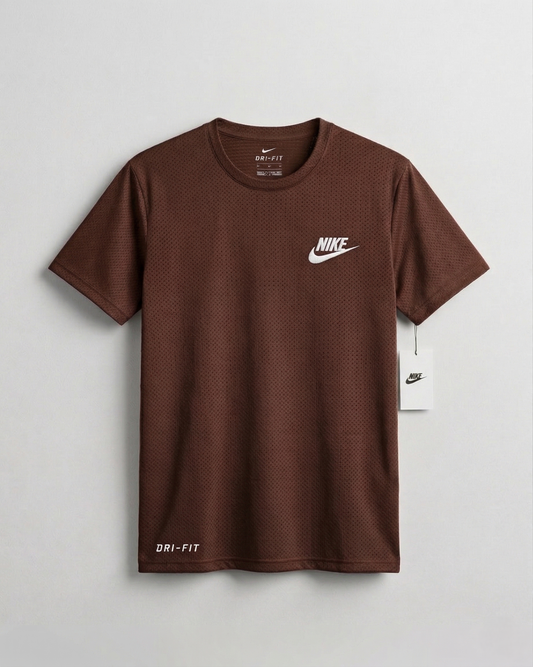 Brown Mesh Stretch Sports T‑Shirt – BeBold
