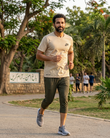 Beige  Mesh Stretch Sports T‑Shirt – BeBold