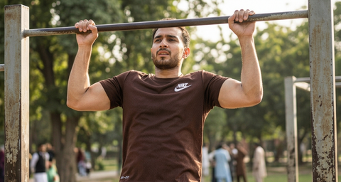 Brown Mesh Stretch Sports T‑Shirt – BeBold