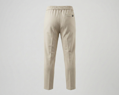 P&B Loose Bottom Front Double Line Casual Trousers | PK Cotton Interlock | Elastic Waist |Skin