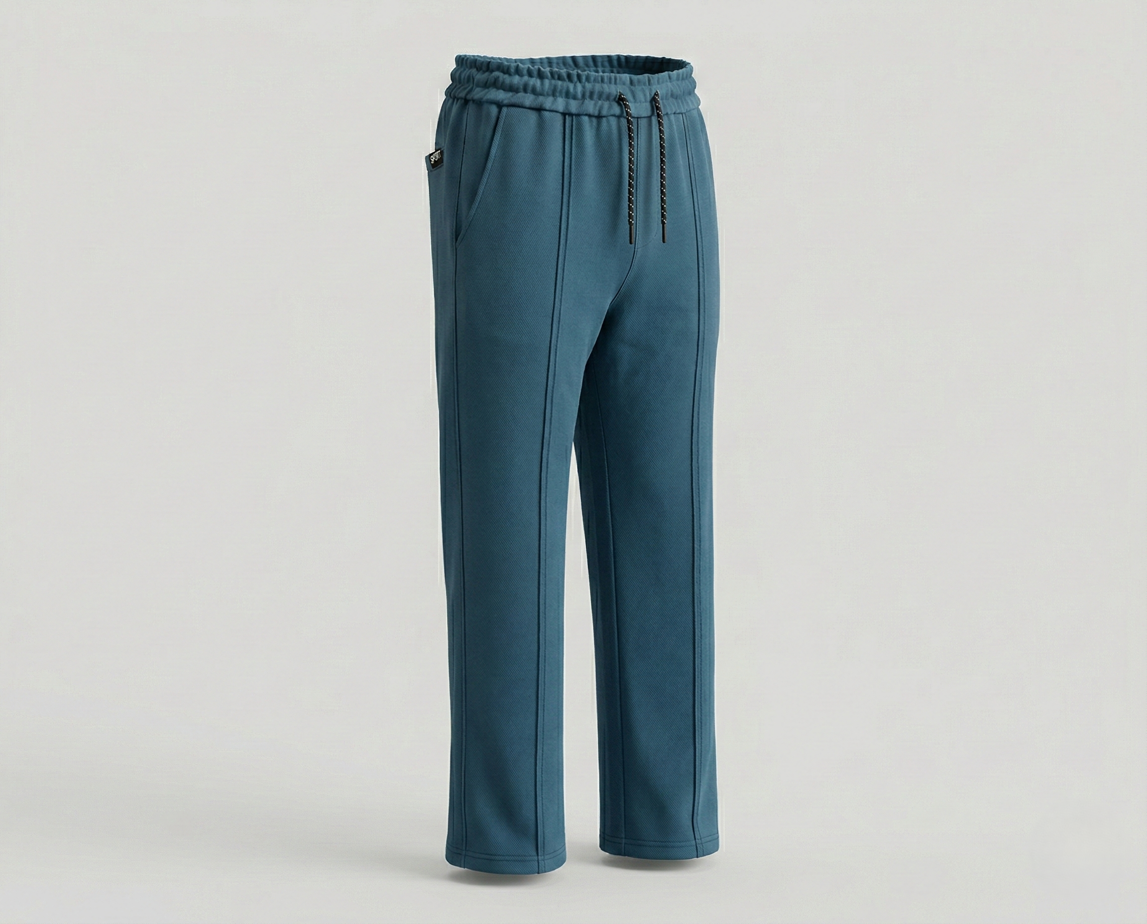 P&B Loose Bottom Front Double Line Casual Trousers | PK Cotton Interlock | Elastic Waist | Zink